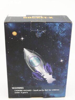 The Spinner Rocket-X is a motorized flying foam rocket toy that is designed for